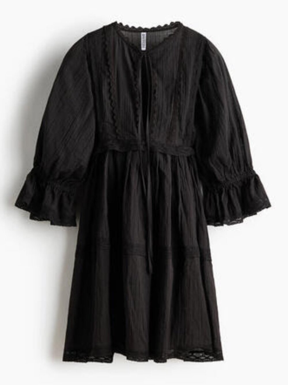 H&M Lace-Trimmed Cotton Dress, charcoal grey, XS, NWT
